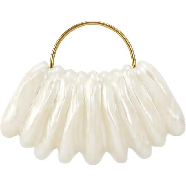 Elegant Shell-Shaped Acrylic Purse with Detachable Chain, Golden Evening Bag for Wedding Party