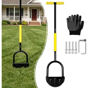 43-Inch Edger Lawn Tool, Heavy Duty Lawn Edger, Half Moon Steel Saw-Tooth Blade with Wide Footplate & Ergonomic T-Grip Handle, Manual Border Grass Edger for Lawn, Sidewalk & Garden Landscaping
