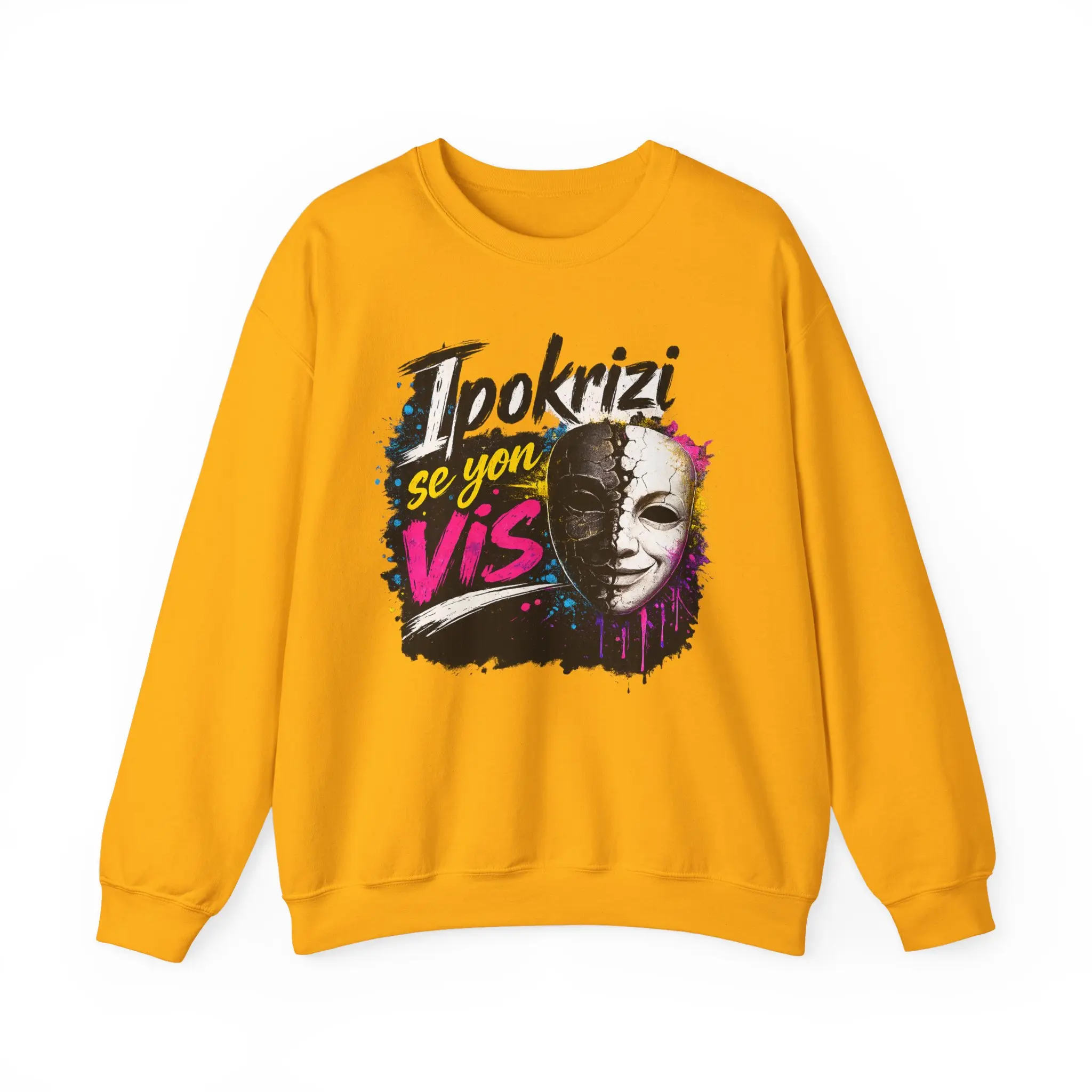 Ipokrizi se yon vis Mask Face Graphic Sweatshirt | Streetwear, Neon Paint