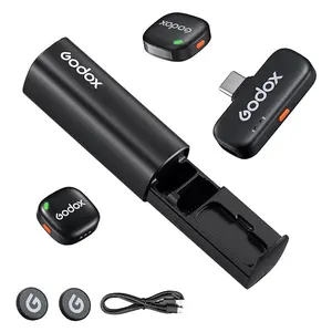 GODOX C01 Kit2 Wireless Lavalier Microphone for iPhone 15/16/17 & Android USB-C Intelligent Noise Reduction 48kHz/24bit Audio & 200m Range for Vlogging YouTube