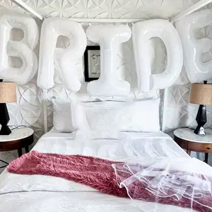 25pcs/set 40 inch white "Bride" letter aluminum film balloons and white latex balloons -Perfect for Birthdays, Weddings, Engagement Parties, Graduation Ceremonies, Anniversaries, Home Garden Decoration, Home Decoration, Party Backgrounds, Christmas D