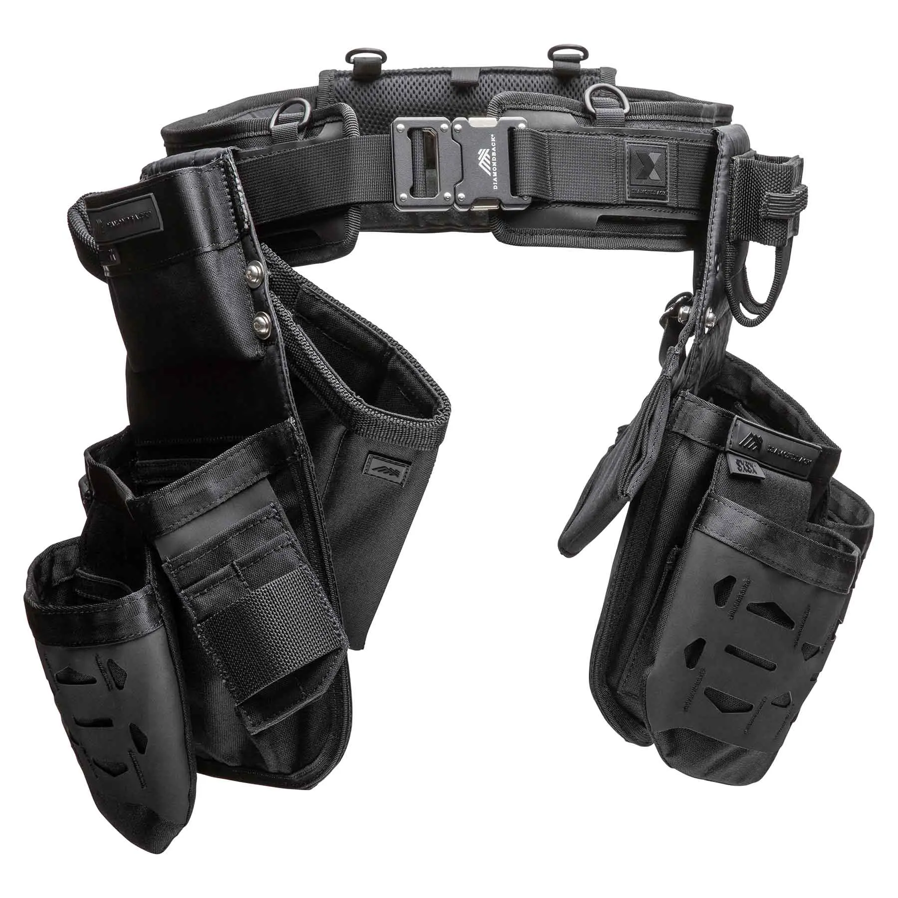 Professional High-Capacity Tool Belt System - High-Mobility Rig with 15 Tool Slots, Hammer Holster X, Flat Bar Holster, Speed Square Slot for Roofing, Siding