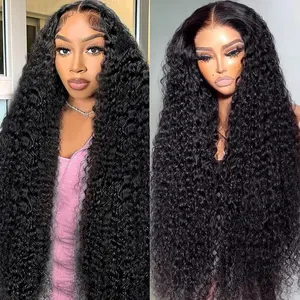 【30 Inch only $109】 Deep Wave Lace Front Wigs Human Hair 200 Density 13x6 HD Lace Frontal Pre Plucked Curly Wig for Women