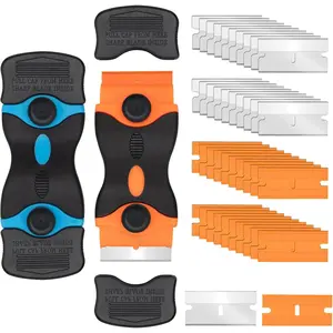 Razor Scraper Tool 2 Pack, Razor  Scraper Tool with 20 count Plastic  and 20 count Metal Scraper ,  Scraper for Glass, , Wallpaper, Stickers