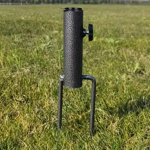 Adjustable Height Ground Anchor Stand, 14 Inch Deep Base, Durable Metal Structure, Stable Outdoor Use for Flags, Umbrellas, Fishing Rods, Patio Umbrella Base