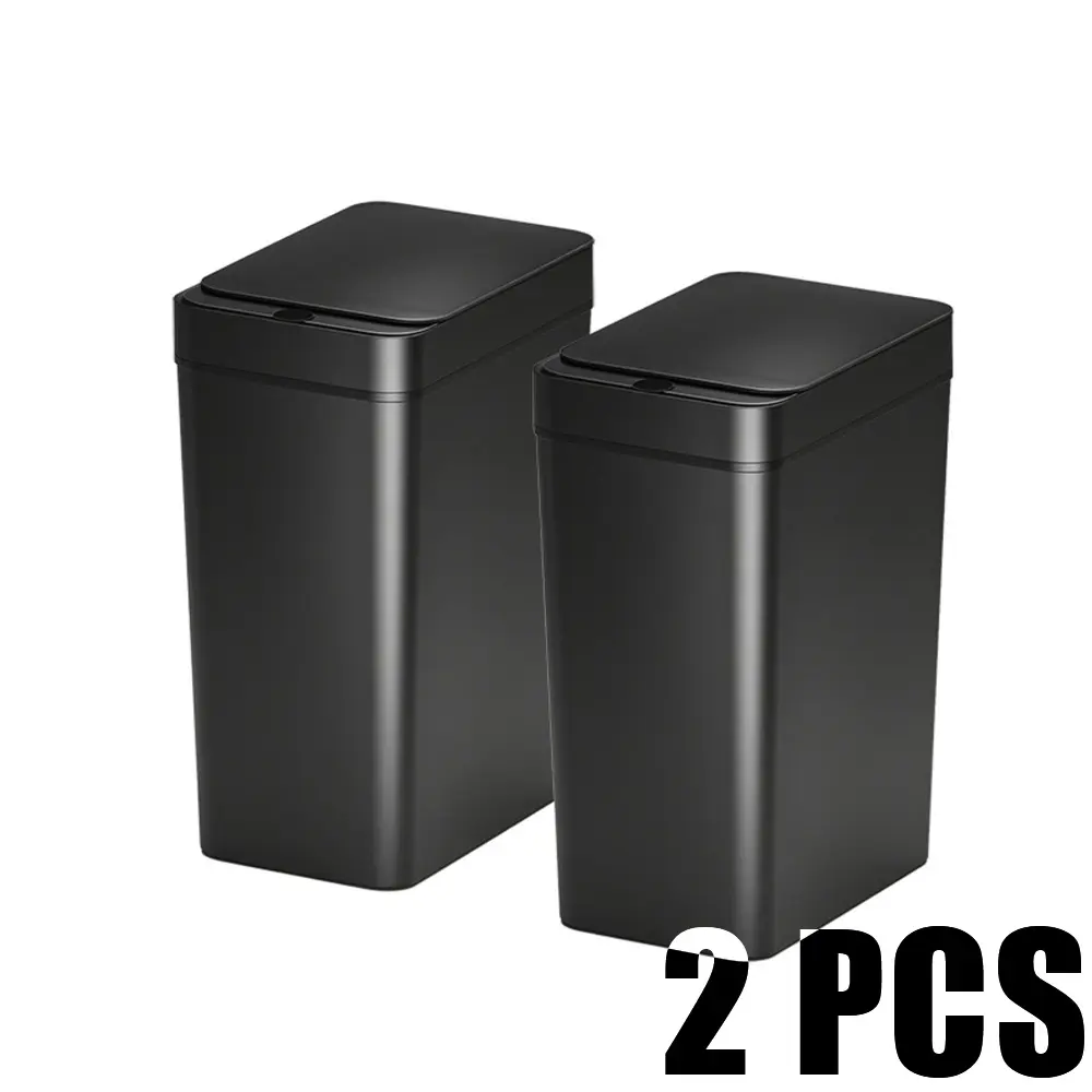 2 Pack 15L Restroom Sensor Can, 2 Pack Fully Waterproof Waste Bin, Nordic Room Decor Garbage Bin for Living Room Toilet Bedroom