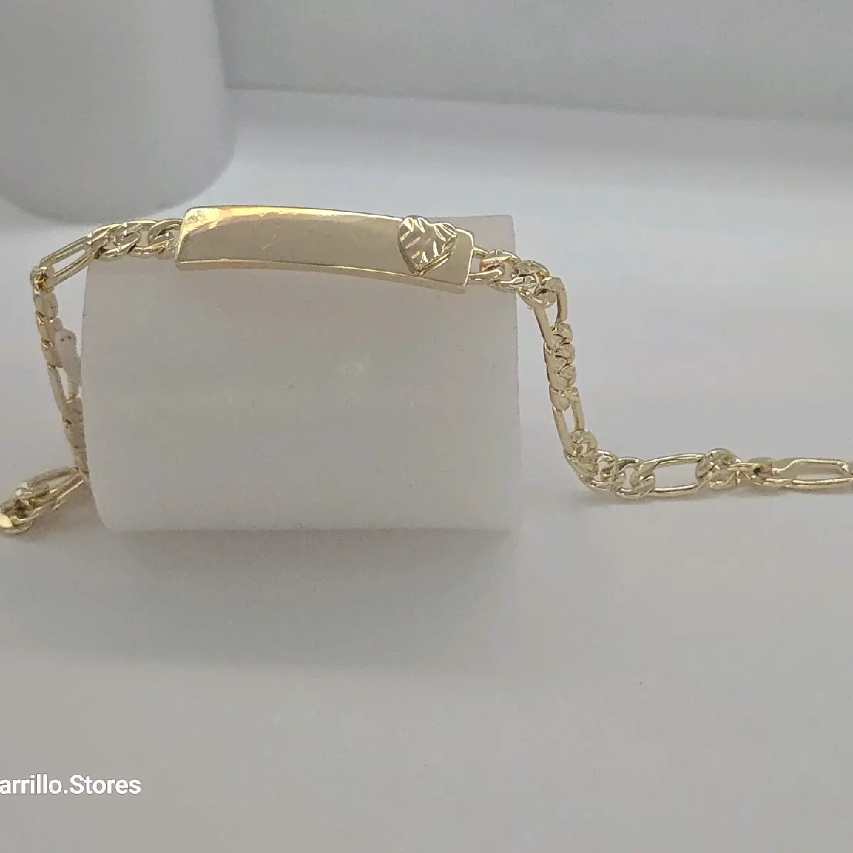 ID bracelet With Heart fashion figaro new style gold-plated 8"inches 8N-21CM ENGRAVING AVAILABLE leave a note with your name valentines