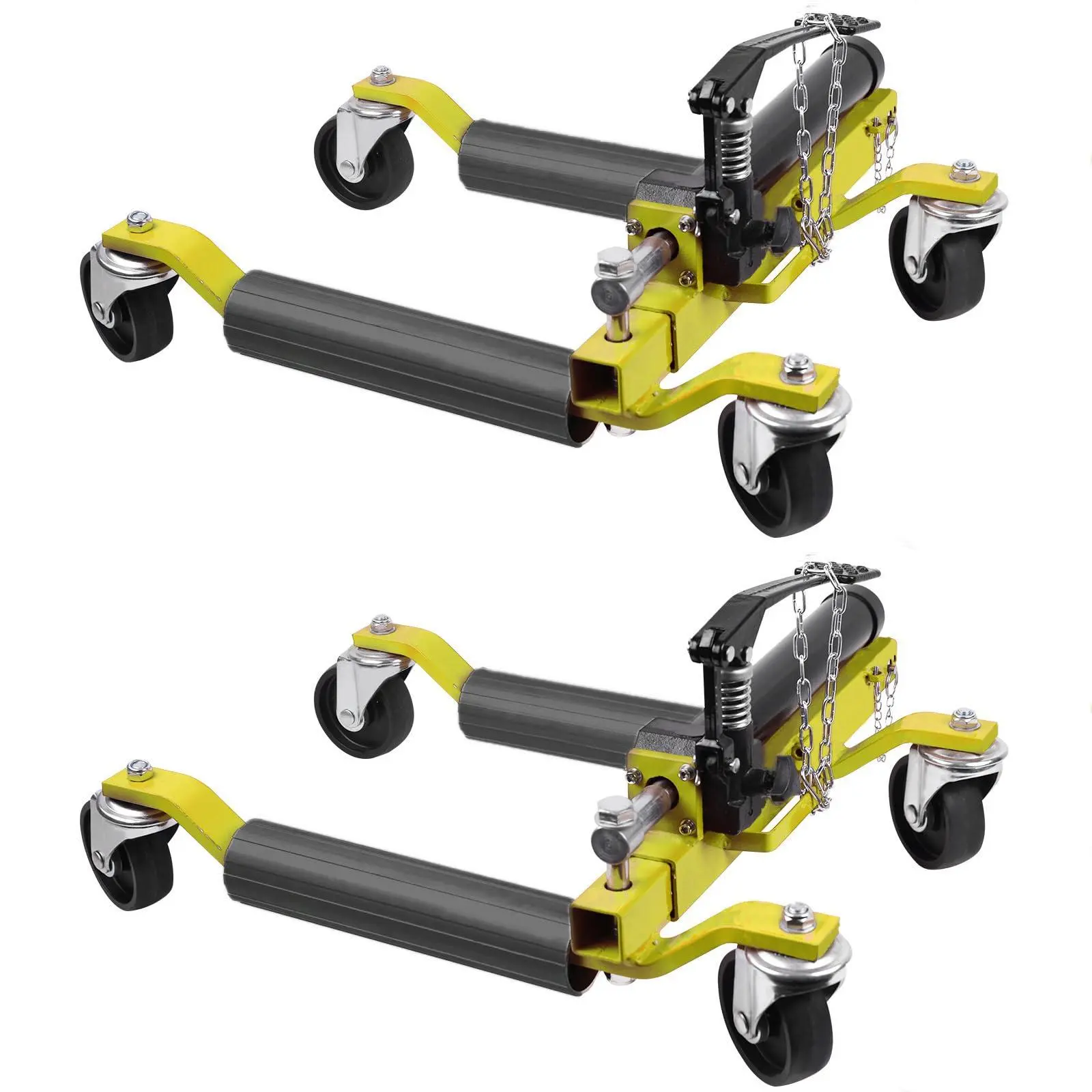 2Pcs Car Wheel Dolly, 1500 LBS Capacity Trailer Dolly with Hydraulic Tire Jack for Vehicle Positioning for Truck Rv Trailer, Yellow