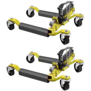 2Pcs Car Wheel Dolly, 1500 LBS Capacity Trailer Dolly with Hydraulic Tire Jack for Vehicle Positioning for Truck Rv Trailer, Yellow