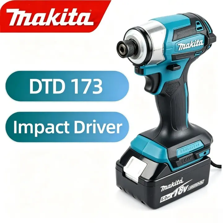 Makita DTD173 18V Brushless Impact Driver Power Tool Kit With Multi Adjustable Working Modes, Built For Cabinet Installation, Deck Framing And Interior Woodworking Assembly For Professional Renovation Carpenters, With Battery And Charger