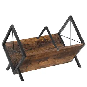 Vinyl Record Stand Desktop Book Storage Rack, Quick Assembly Office Desk File Display Shelf, Vintage Style Magazine Organizer (rustic, 1 Layer)