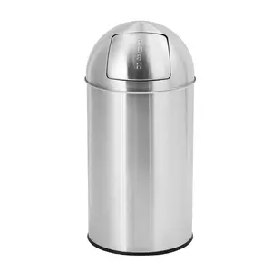 GARVEE 13 Gallon/50 L Stainless Steel Commercial Trash Can with Push Lid, Fingerprint-Proof, Heavy Duty Tall Waste Bin Featuring Removable Inner Bucket for Outdoor and Commercial Use