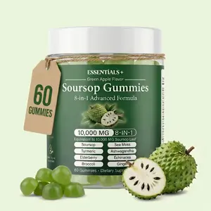 ESSENTÍALS+ Soursop Gummies 10,000mg – 8-in-1 Blend with Sea Moss, Elderberry & Ashwagandha | Vegan, Non-GMO | 60 Count