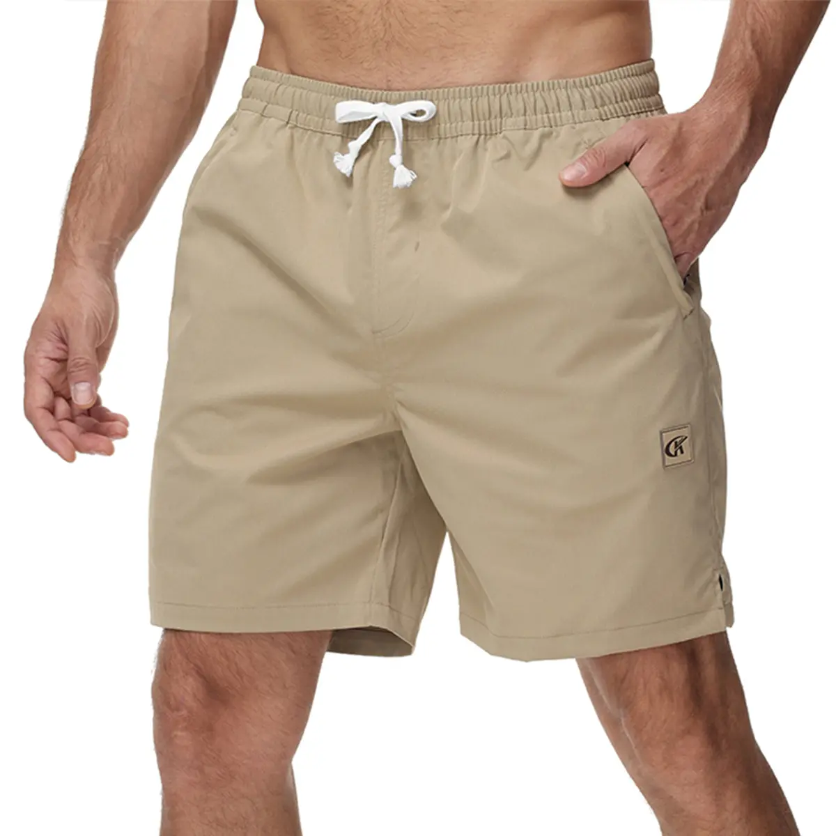 Men's Casual 7" Shorts Twill Drawstring Summer Beach Stretch Golf Shorts with Elastic Waistband & Zipper Pockets, Summer Beach, Outdoor Sports, Daily Wear Bottoms Khaki#FathersDayGift #SummerVibes