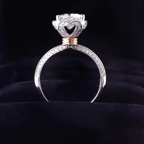 Women's Flower-Detail Love Costume Rings, Couple Romantic Jewelry - 1 Carat Per Ring, 3.5 Carats Total, Elegant Fashion Gifts for Engagement, Thanksgiving, Birthday