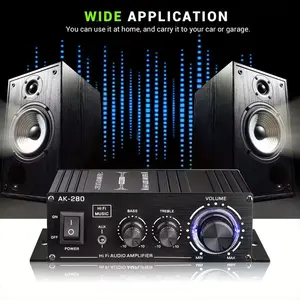 AK280 AK170 Mini 2.0-Channel Audio Amplifier with Bass & Treble Controls for Cars Homes & Garages Music Player Receiver Speaker Amplifier Enhance Your Audio Experience