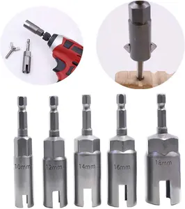 1/4in Hex Shank Nut Driver, 5 Pcs Wing Nut Driver Sockets, 10/12/14/16/18mm, Slot Wing Nuts Drill Bit Sockets, Wrench Tools for C Hook Bolts, Panel Nuts, Eye Screws
