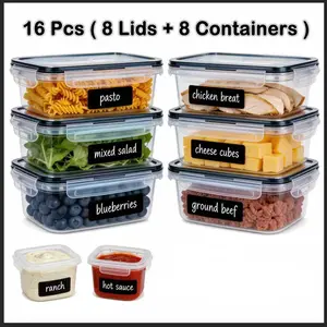 Sealed Plastic Food Storage Box Set, Stackable & Leak-Proof Fresh Containers, Kitchen Fridge Organizer for Home, Travel, Camping and Picnic