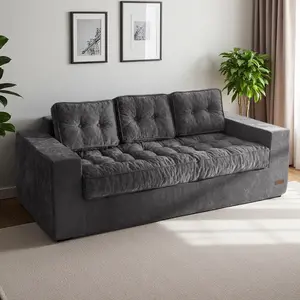 MAXYOYO Boneless Sofa Couch, Loveseat Sofa for Small Space, Tufted 3-Seater Floor Couch Bean Bag Chair for Living Room Bedroom Apartment, Sofa in a Box, No Assembly Needed
