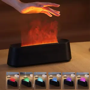 7-Color LED Flame Aroma Diffuser with Remote Control, Portable USB Desktop Diffuser and Humidifier Night Light, Ideal for Bathroom, Living Room, Office