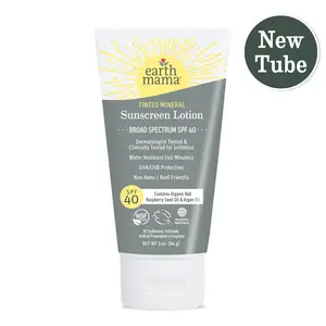 Earth Mama Tinted Mineral Sunscreen Lotion SPF 40 – Broad Spectrum Zinc Oxide Protection with Organic Oils – 3 fl oz