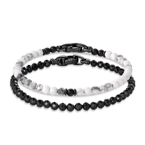 Stormtrooper + Faceted Black Stack, Rhodium/Sterling Silver