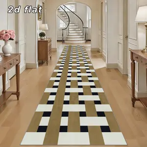Modern Geometric Long Hallway Carpet, Soft Comfortable Living Room Sofa Footrest Pad, Easy Clean Precision Sealed Edges, Classic Modern Space, Home Decor Rug, Home Decorative Rugs, Checkered Rug, Checkered Area Rug