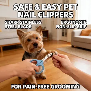 Pet Nail Clippers for Cats & Dogs, Sharp Stainless Steel Claw Trimmer, Safe & Easy to Use for Beginners, Pet Grooming Tool