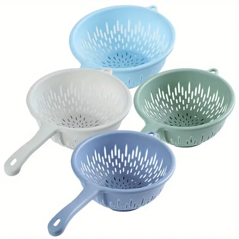 Food Washing Drain Colander with Handle Plastic Colander Strainer for Kitchen Kitchen Gadgets Mesh Strainer with Handle