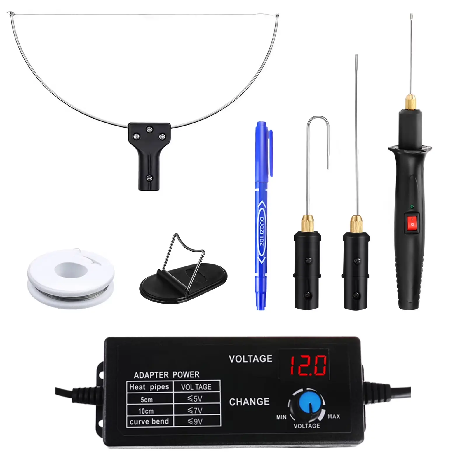 【UPGRADED】4 in 1 Foam Cutter Set with Digital Voltage Controller, Electric Cutting Machine Pen Tools Kit, 100-240V /18W Styrofoam Cutting Pen with Electronic Voltage Transformer Adaptor