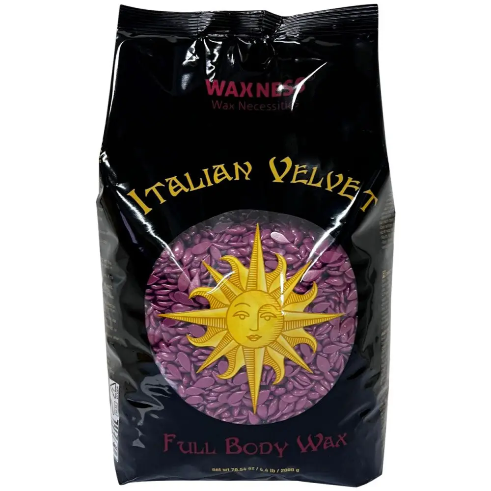 WAXNESS Italian Velvet Hard Wax Beads - Formula with Paraffin, Titanium Dioxide, Iron Oxide for Waxing & Full Body Hair Removal Care, 4.4 LB/2 KG, 250g & 400 ml Options, Wax Hair Removal, Waxing Hair Removal, Ethylene/Va Copolymer