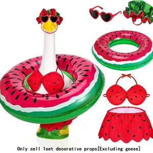 1set Porch Goose Costume, Hawaiian Style Summer Bikini Swim Ring Dress, Decorative Prop for 23-Inch Goose Statues, Party Props, Party Accessories