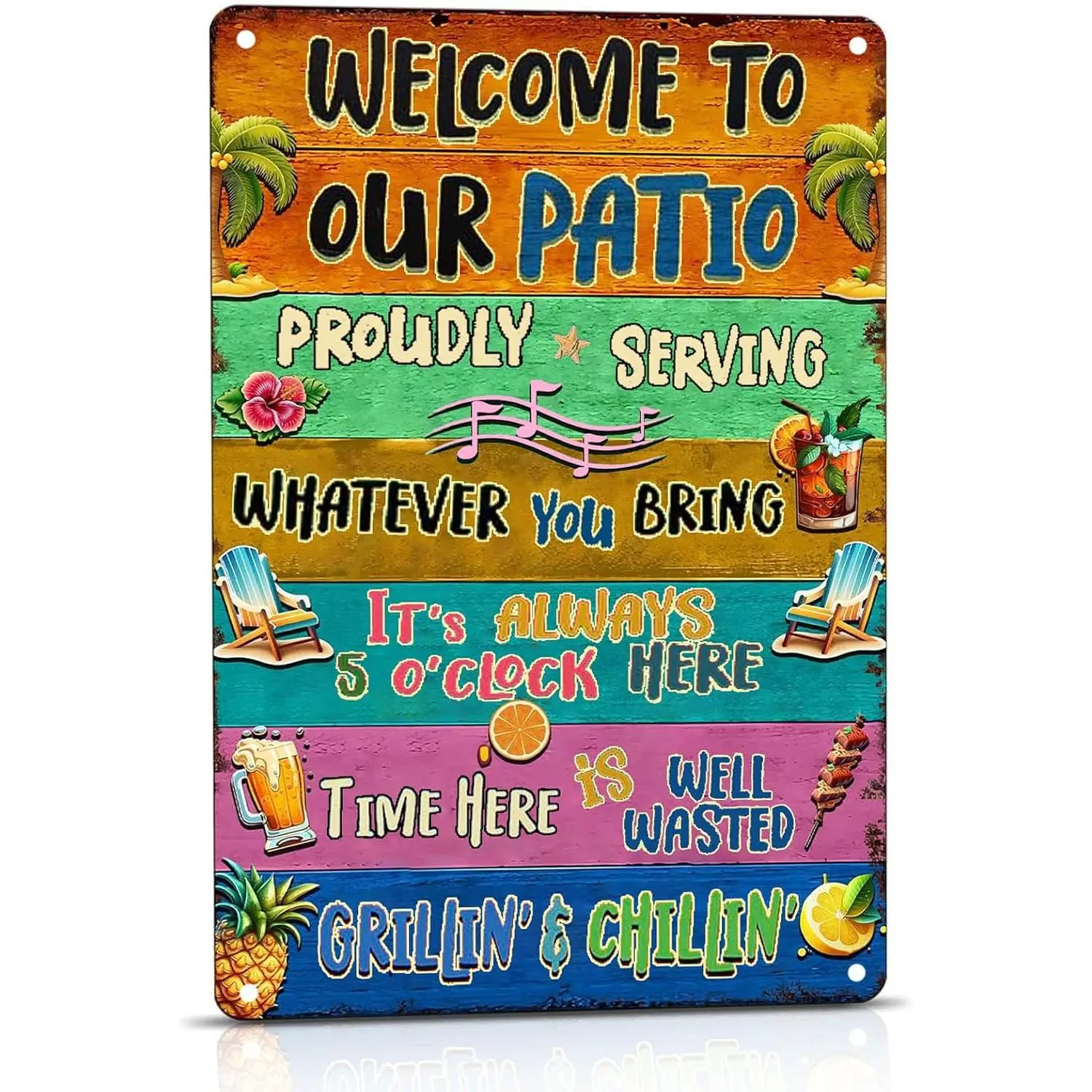 Outdoor Patio Tin Sign - Personalized Funny Welcome Sign, Metal Wall Decor for Patio Yd, 2026 Fashion Winter Landscape Canvas Posters, Home Decor Bar Accessories