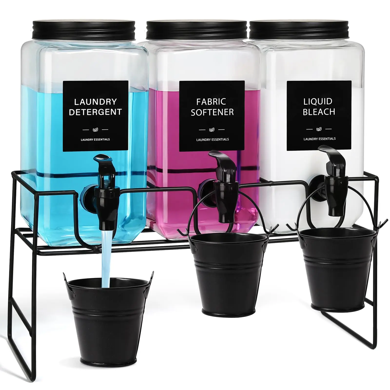GMISUN Laundry Detergent Dispenser Glass Liquid Laundry Detergent Dispenser 3 Pack Laundry Soap Containers for Organizing Laundry Room Laundry Storage Dispenser Jar for Liquid Detergent Fabric