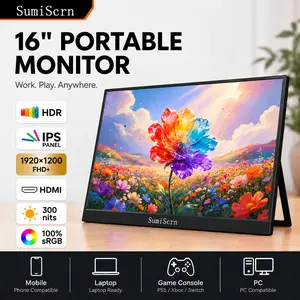 SumiScrn 16" Portable Monitor 100%sRGB 1200P FHD IPS, 60Hz, for Laptop, Desktop, Phones, MacBook, Xbox PS4/5