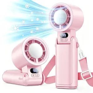 PKBD Portable 【Refrigeration】Handheld Turbo Fan 21000 Revolutions Per Minute 199 Adjustable Levels Foldable for Summer Travel Vacation