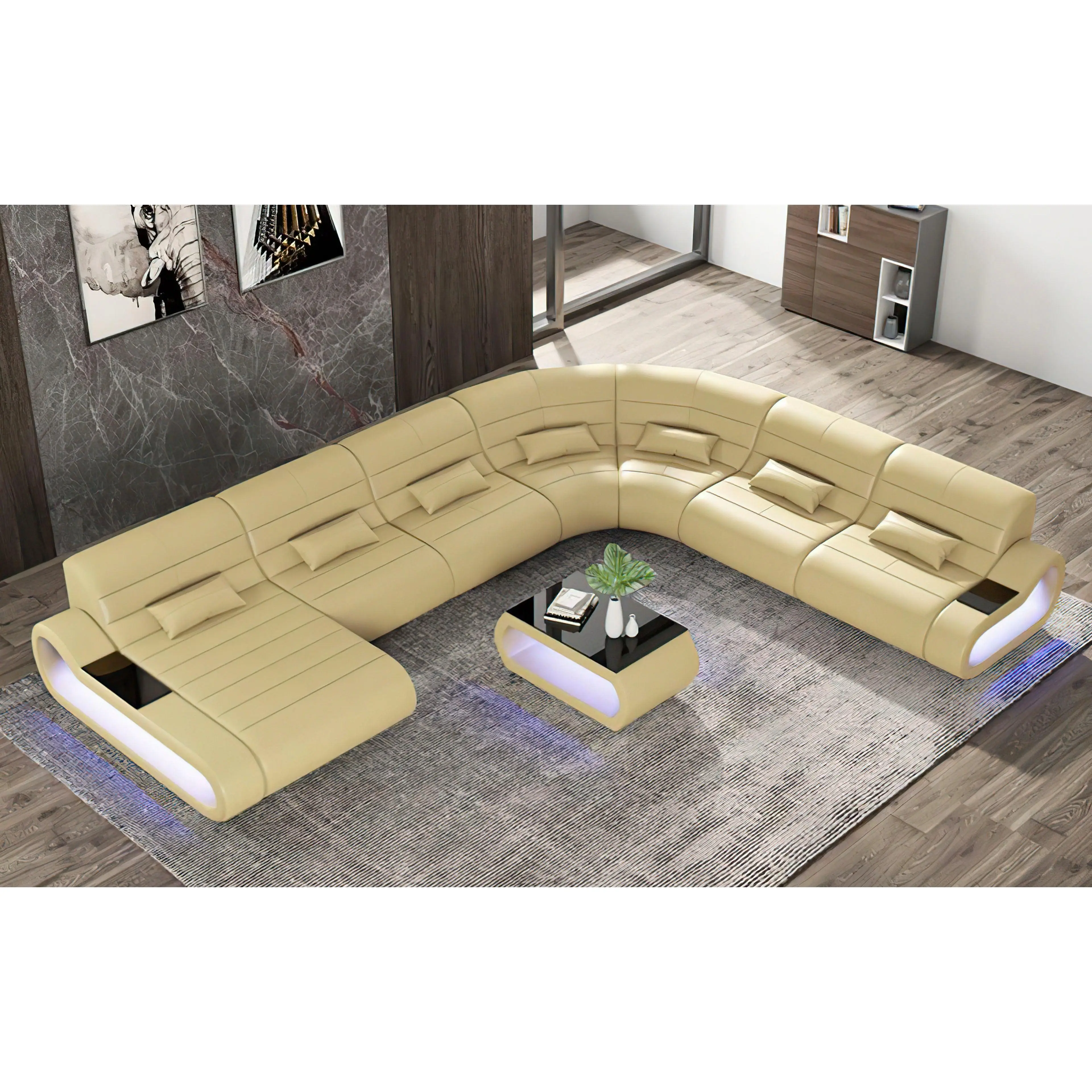 Catina XL Leather Sectional with LED Light