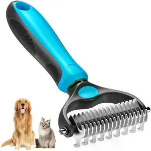 【Summervibes】Pet Grooming Brush-Double Sided Hurtless Shedding and Dematting Undercoat Rake Comb for Dogs and Cats, No More Nasty Shedding or Flying Hair