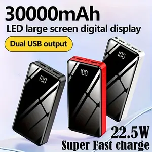 30000mAh Power Bank Fast Charging Portable Charger Battery Pack with USB C for Cell Phones,with Dual Flashlight for Camping