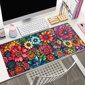 Colorful Flower Pattern Mouse Pad, Creative Aesthetic Large Mouse Pad, Anti-skid Rubber Base Mouse Pad for Schools, Offices, Families and Companies