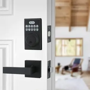 Keyless Entry Door Lock with 2 Handles,  Keypad Deadbolt Front Door Lock Set, Auto-Locking, Anti-Peeping Password, Easy Installation, Matte Black
