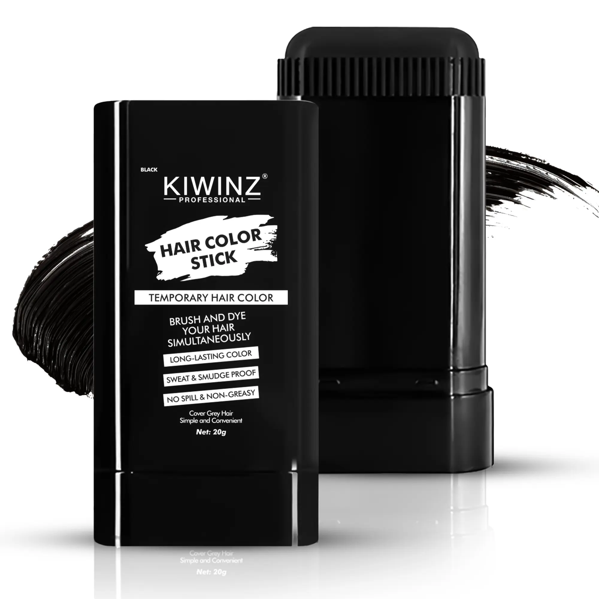 KIWINZ PROFESSIONAL 2-in-1 Hair  Stick Portable Waterproof Sweat-Proof for Gray and White Hair  mexican eelhoe dye color shampoo