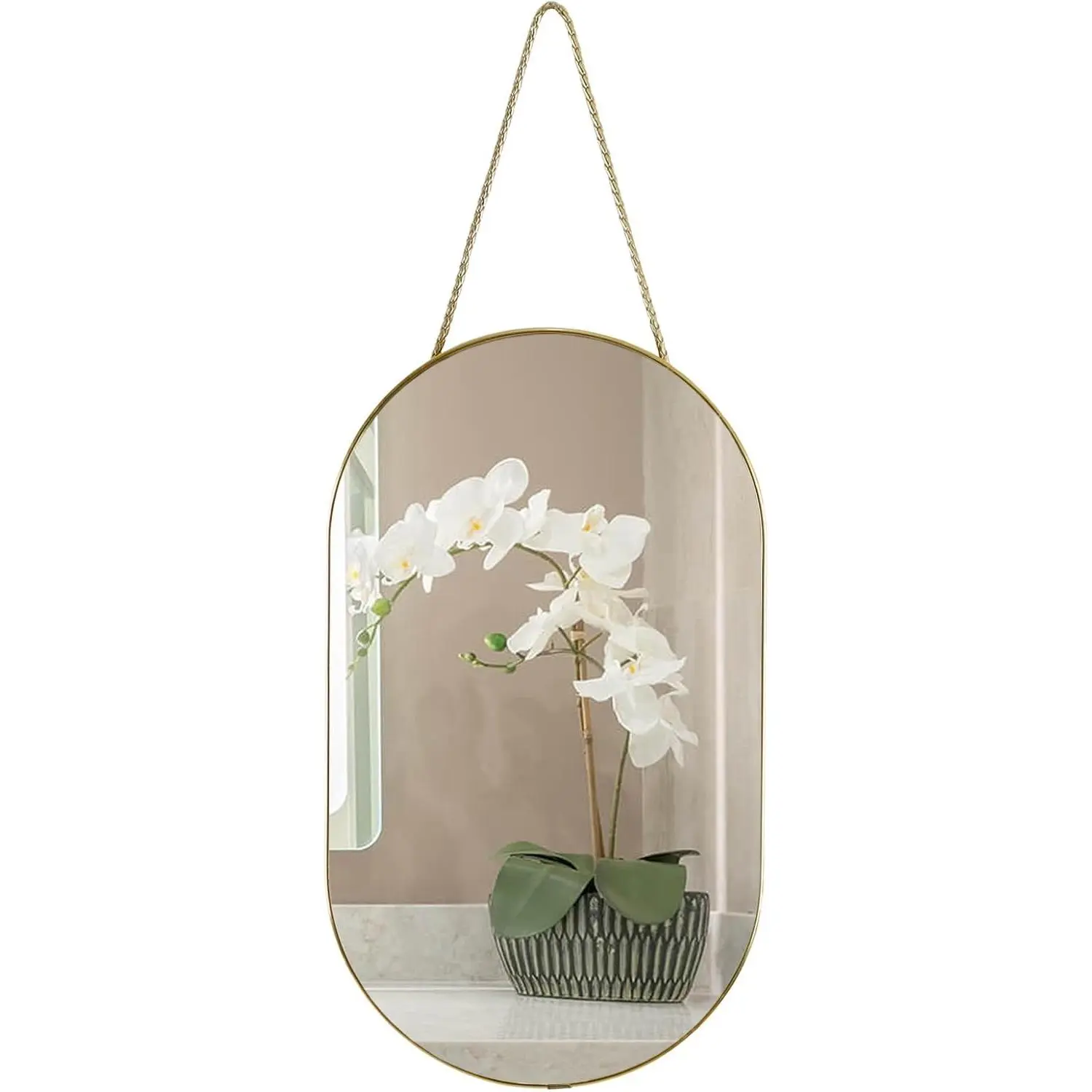 Oval Wall Mirror, Gold, Oval Shape, for Bathrooms and More (16x9.2 inch)Gift.