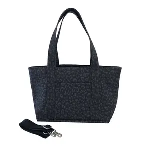 Black Leopard Zipper Crossbody Tote
