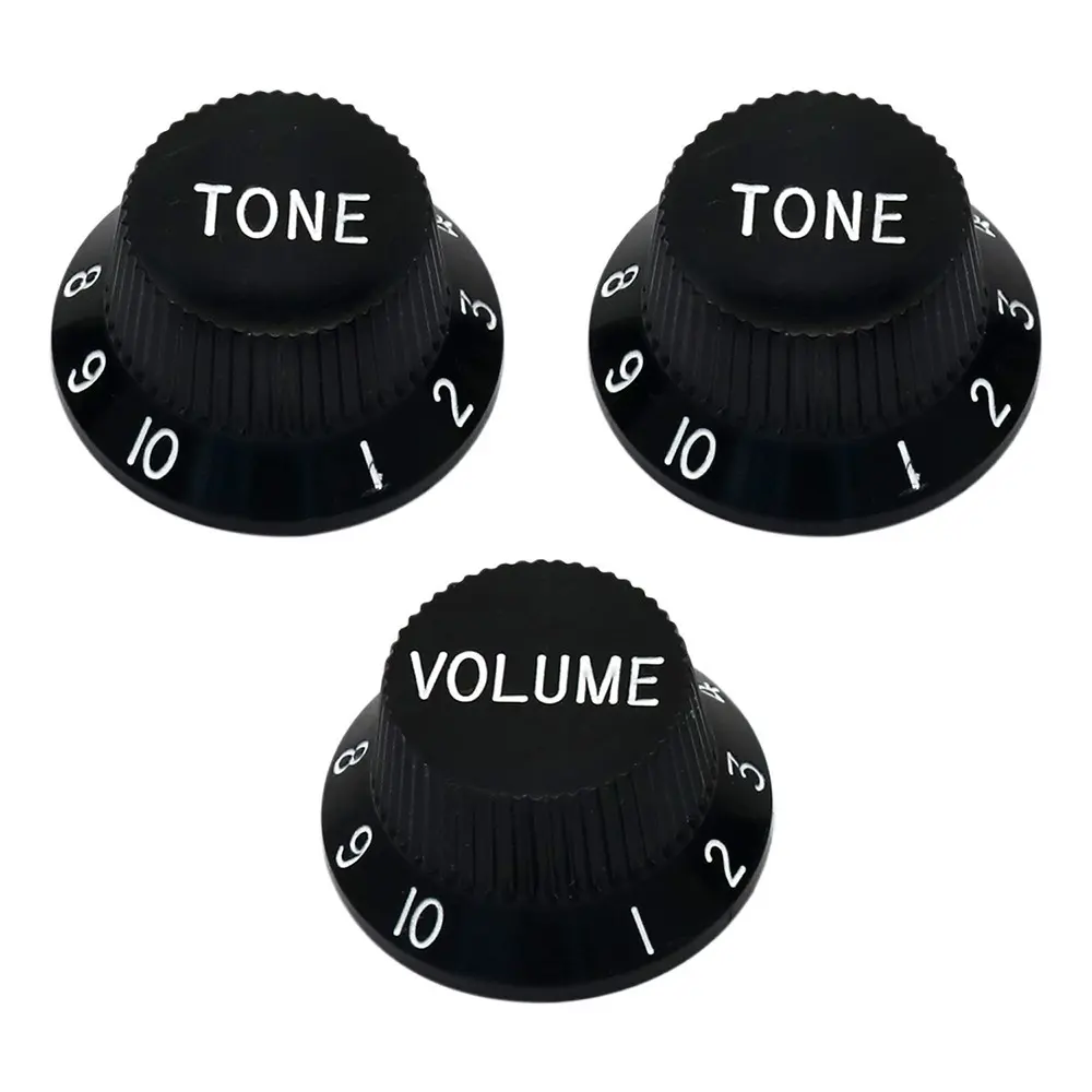 Guitar Speed Knobs 1Volume 2 ToneControl Knobs for Fender Strat Electric Black