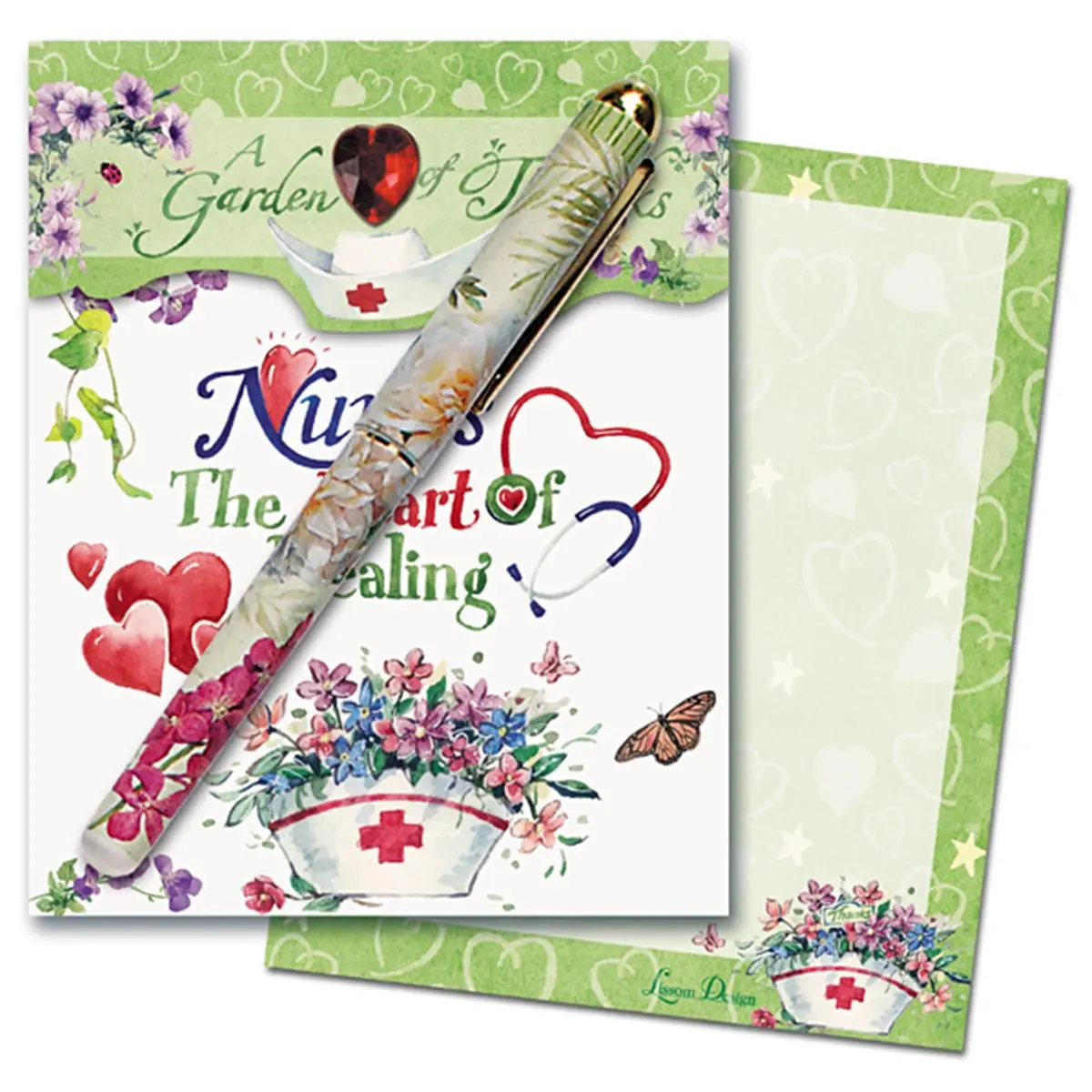 212 MAIN Lissom Design Matchbook Office Supplies - Nurses Target Audience, Magnetic Cover, Designer Pen, 70 Printed Die-Cut Sheets, 4 L x 5 H x 1.875 W in. Compact Office Stationery