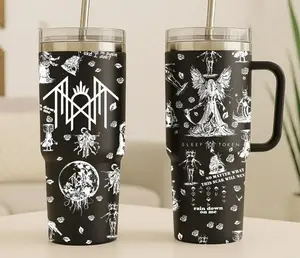 Sleep Token Music Cup 20 oz & 40 oz Tumbler With Handle Even In Arcadia Flamingo 40oz Stainless Steel BPA Free Leak Proof Double Wall Perfect Gift For Fans Women Men