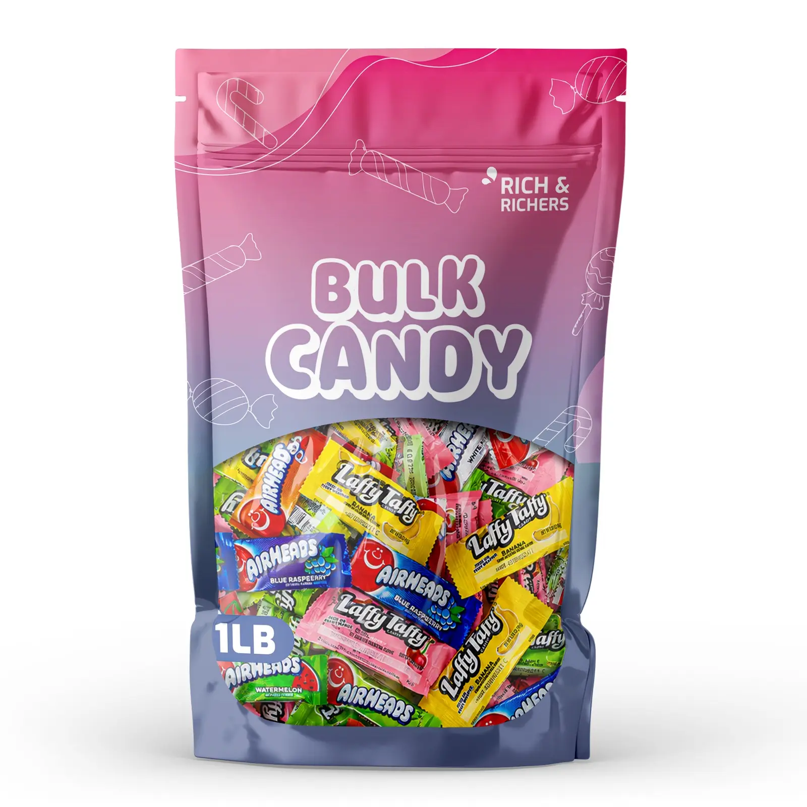 Airheads & Laffy Taffy Assorted Fruit-Flavored Chewy Candy Mix, 1 LB Bulk Bag, Individually Wrapped Tangy Sweet Rainbow Treats for Party Piñata Classroom Rewards