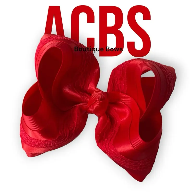 Hair Clips, Boutique Bows Classic Red