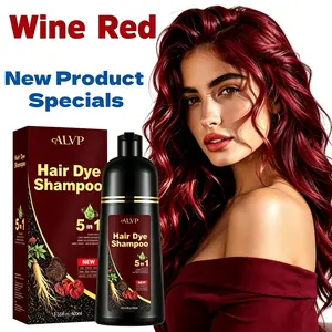 ALVP 2026 Wine Red Herbal 5 In 1 Shampoo Natural Gray Hair Cover Long Lasting Nourishing Hair & Scalp